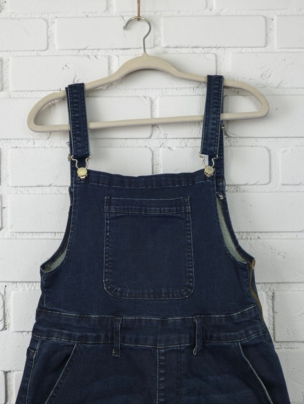 Judy Blue Overall Cut Off Jean Short Dark Stretch Denim Women's Size Large - Picture 3 of 15